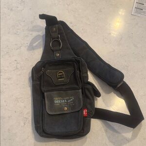Y2K Diesel Spare Parts Dark Gray adjustable strap sling Bag